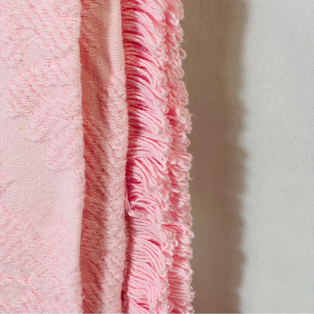Vintage Pink Chenille Bedspread 1950's Floral Design Double/Full Size